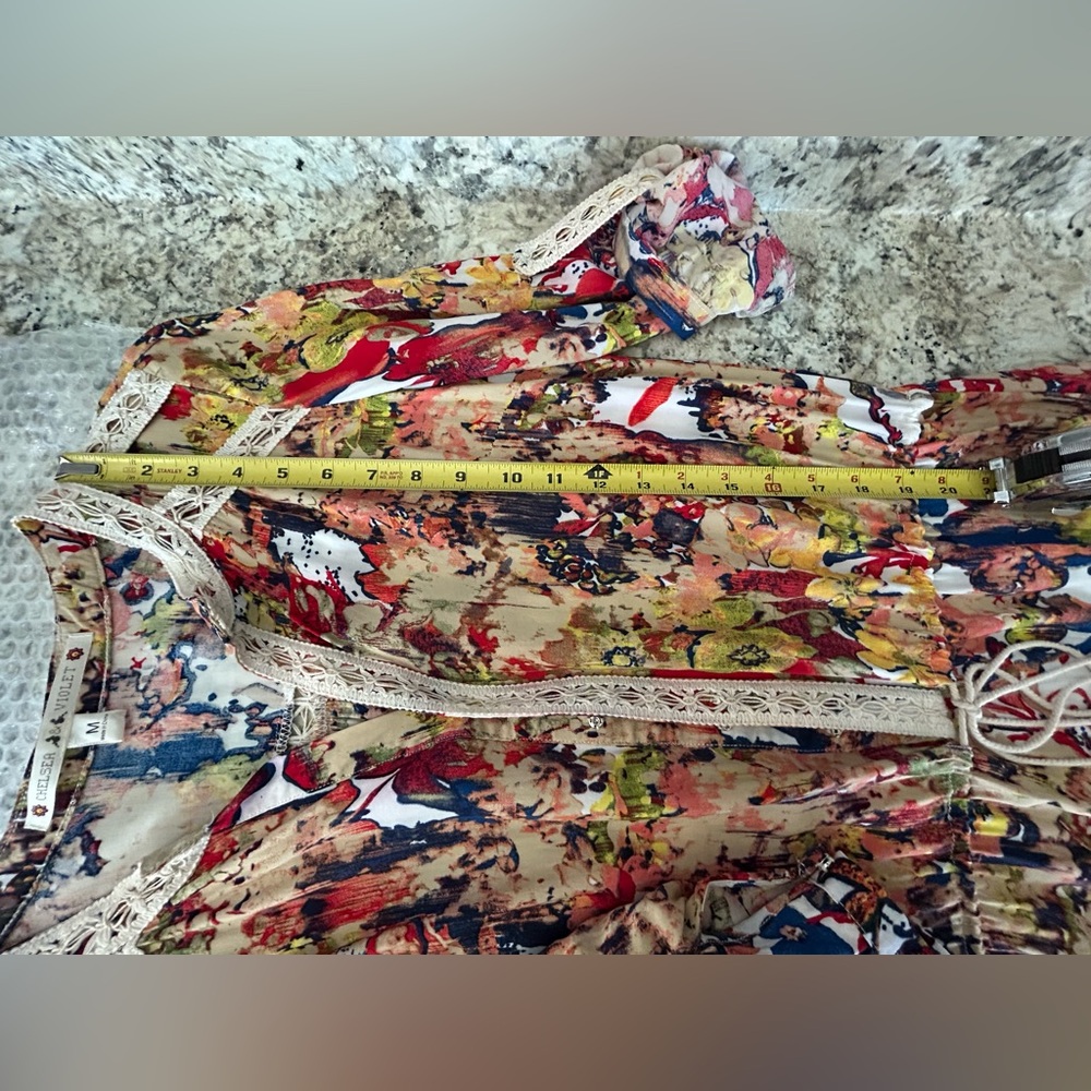 Chelsea & Violet Multi Color Boho Shorts Romper Lace Tassel Detail Size M - Picture 11 of 16